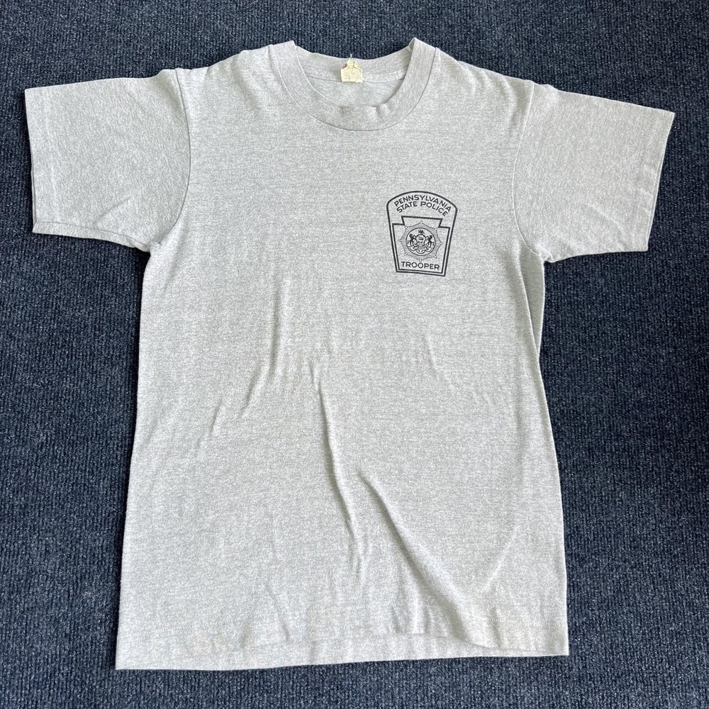 Vintage Screen Stars Pennsylvania State Police Shirt Mens Small Gray Trooper Tee